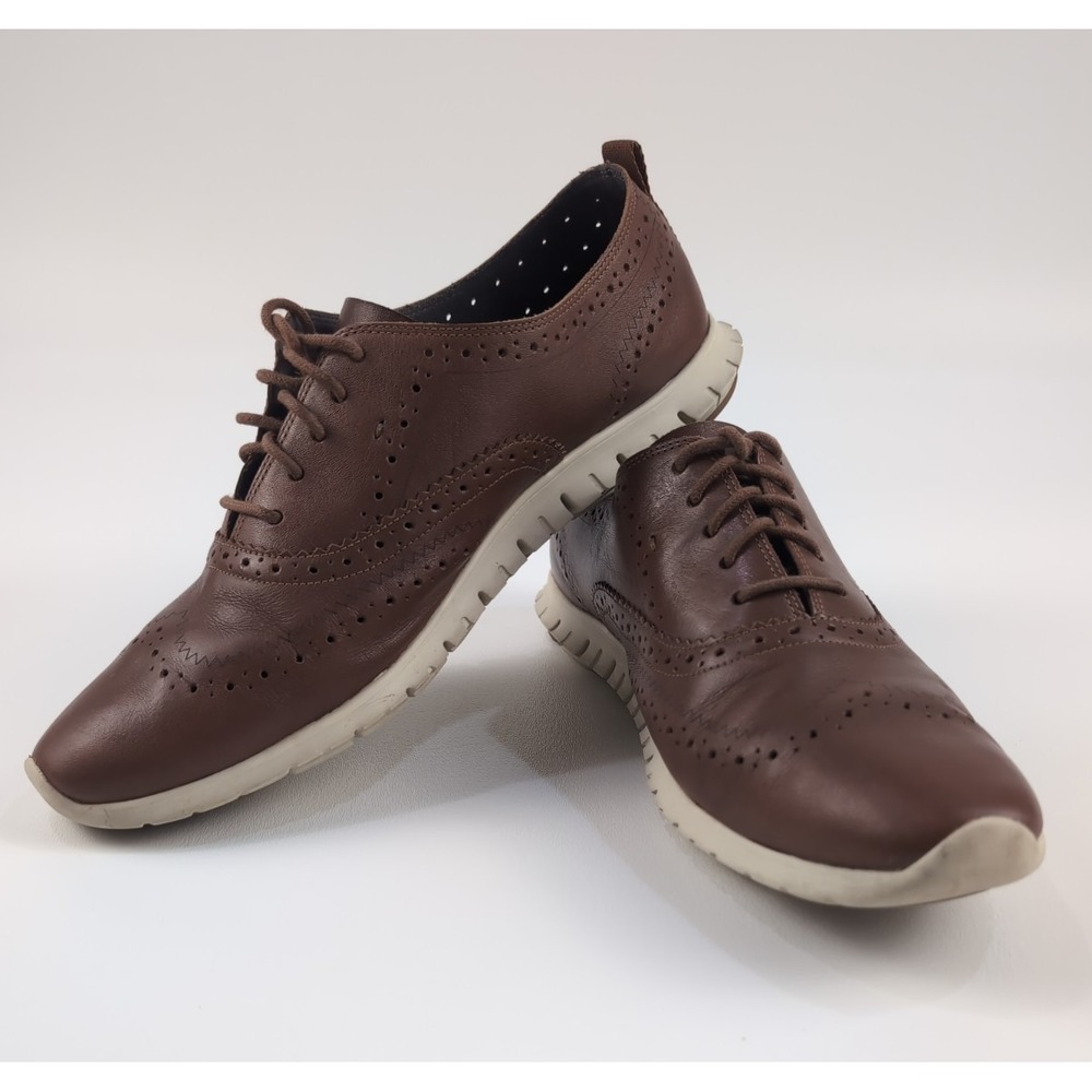 Cole Haan Oxford Mens 11B Narrow Zerogrand Wingtip Brown Leather EUC